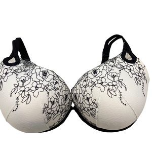 torrid White Bra with Black Floral Lace Embroidery
